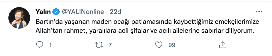 bartin daki maden faciasi ile ilgili unlulerin paylasimlari